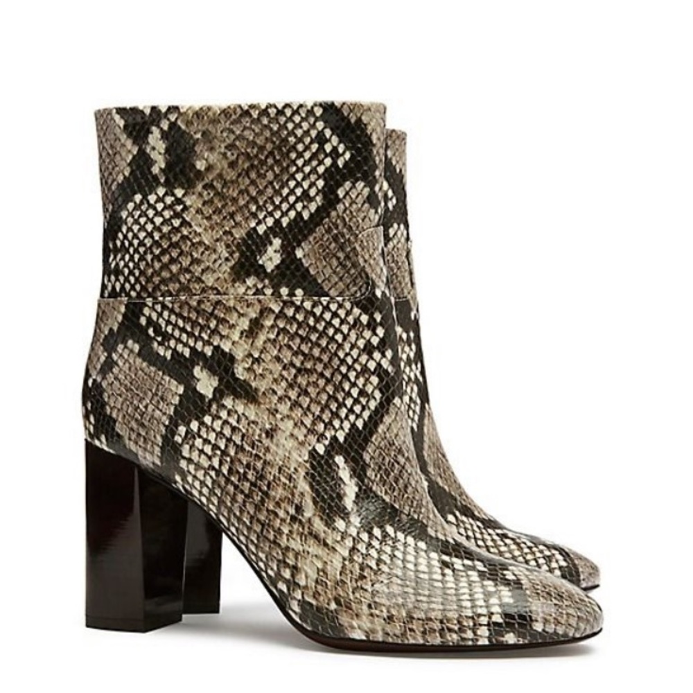 Tory Burch Devon Snake-Print Leather Booties